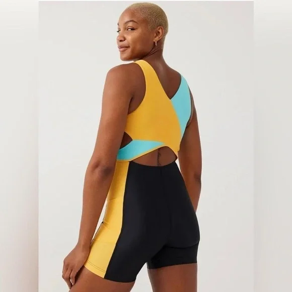 NWOT Outdoor Voices Cutout Bodysuit in
Capri/Mango/Black medium - Picture 4 of 5